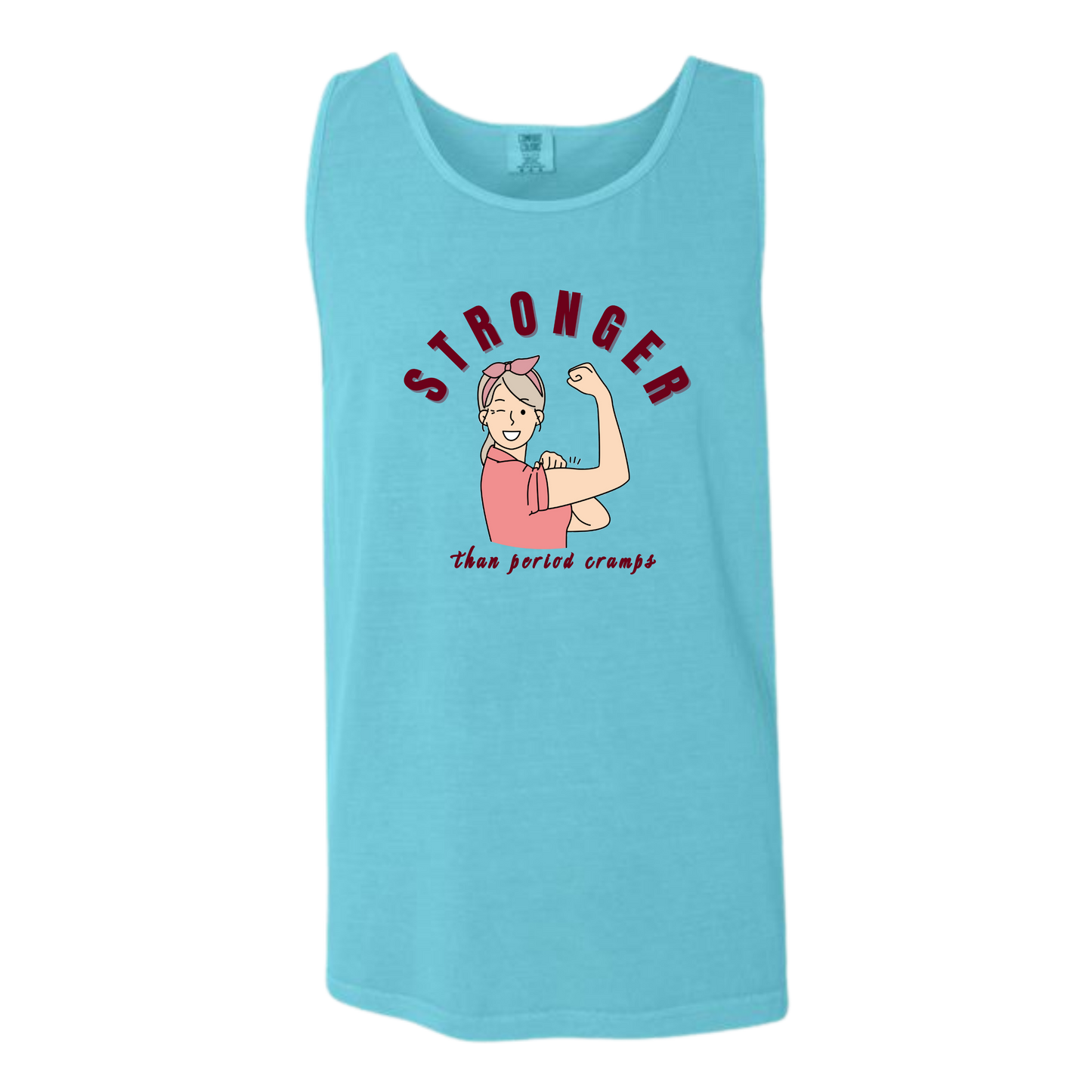 Stronger Than Period Cramps - Comfort Colors - Unisex Tank - Neutral Colors & Blues
