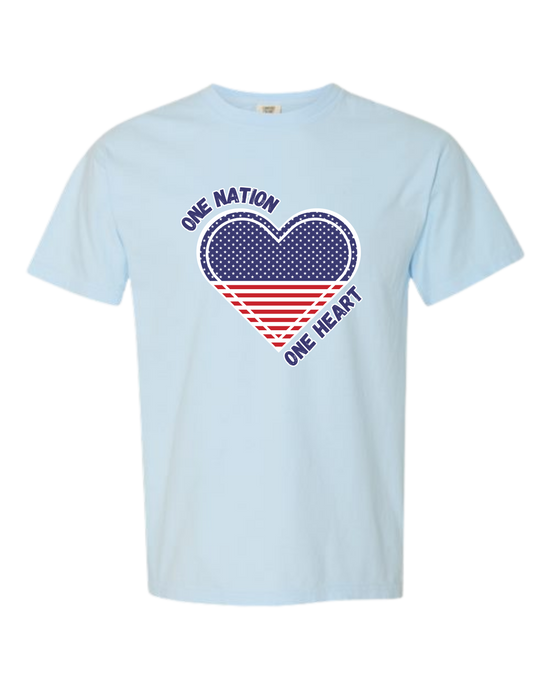 One Nation One Heart - Comfort Colors - Heavyweight Unisex Tee - Blues
