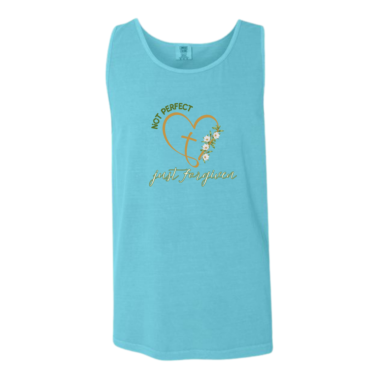 Not Perfect Just Forgiven - Comfort Colors - Unisex Tank - Neutral Colors & Blues