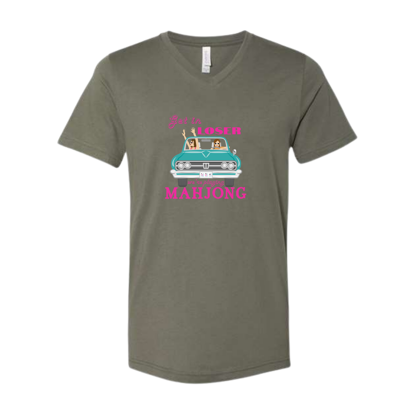 Get in Loser We're Playing Mahjong - Bella+Canvas - Unisex V-Neck - Assorted Colors