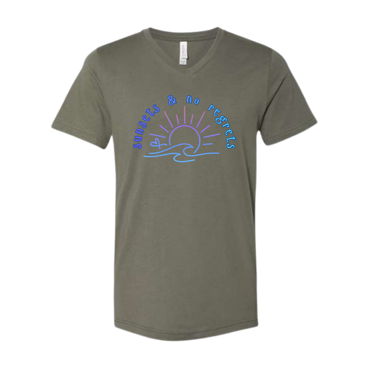 Sunsets & No Regrets - Bella+Canvas - Unisex V-Neck - Assorted Colors