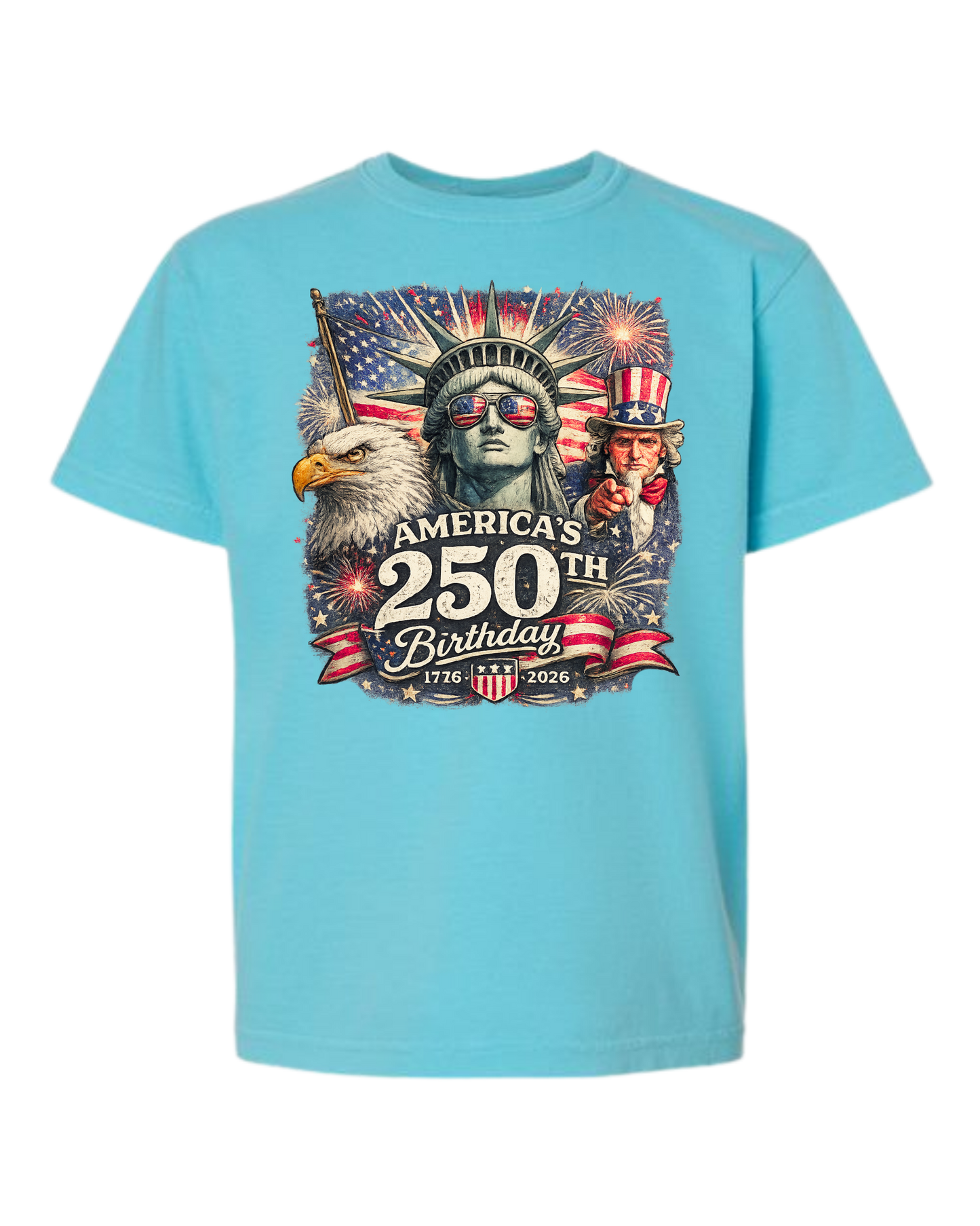 America's 250th Birthday - Comfort Colors - Heavyweight Youth Tee - Neutral Colors & Blues