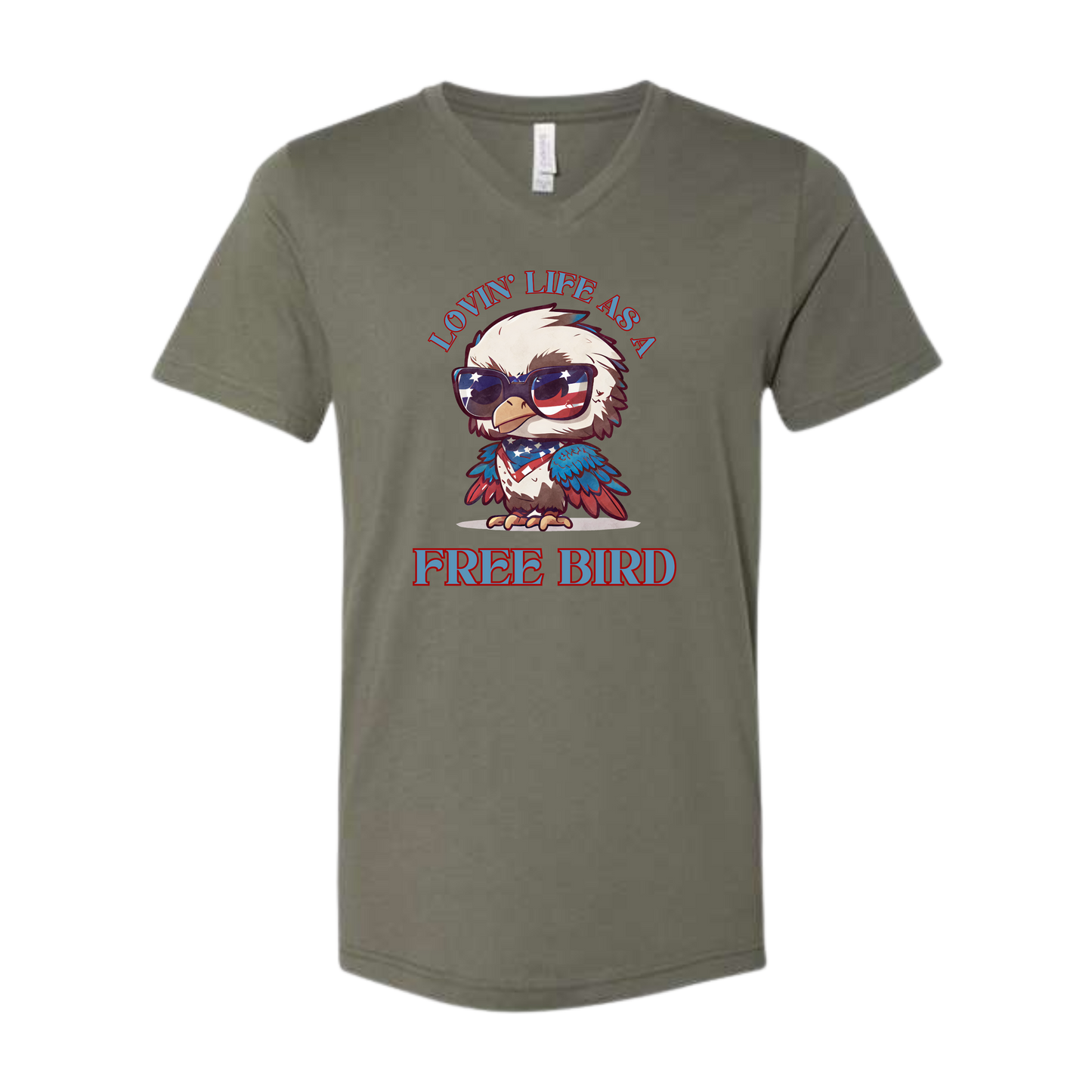 Lovin' Life as a Free Bird - Bella+Canvas - Unisex V-Neck - Assorted Colors