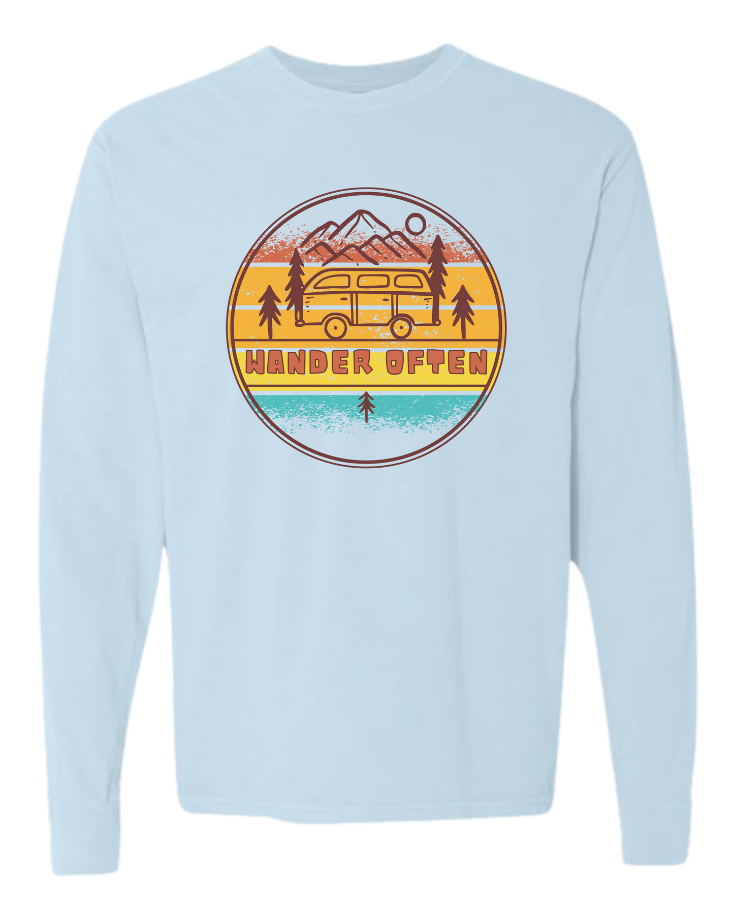 Wander Often - Comfort Colors - Heavyweight Long Sleeve Tee - Blues & Greens