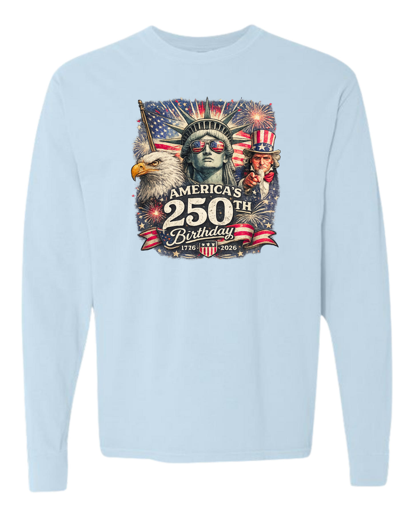 America's 250th Birthday - Comfort Colors - Heavyweight Long Sleeve Tee - Blues & Greens