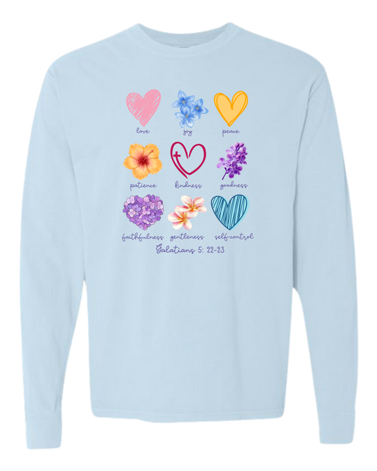 Galatians 5 - Spring - Comfort Colors - Heavyweight Long Sleeve Tee - Blues & Greens