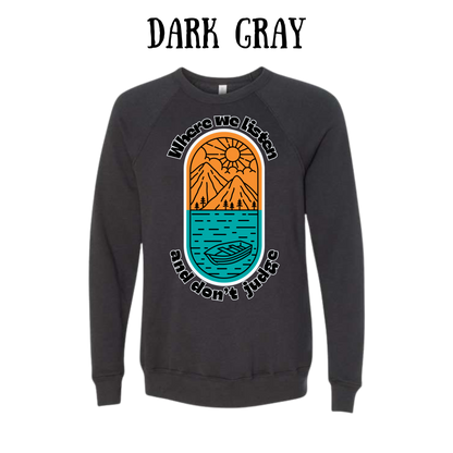 CP - Where We Listen and Don't Judge - Sponge Fleece Raglan Sweatshirt - Greens, Neutrals