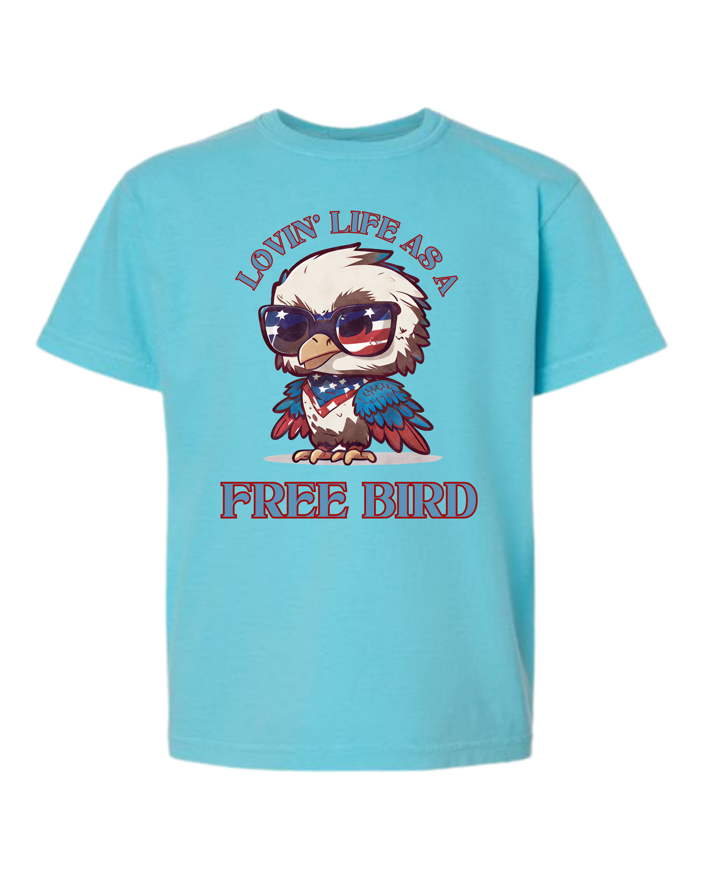 Lovin' Life as a Free Bird - Comfort Colors - Heavyweight Youth Tee - Neutral Colors & Blues