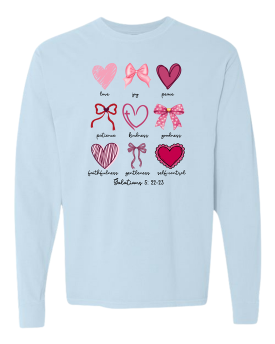 Galatians 5 - Valentines - Comfort Colors - Heavyweight Long Sleeve Tee - Blues & Greens