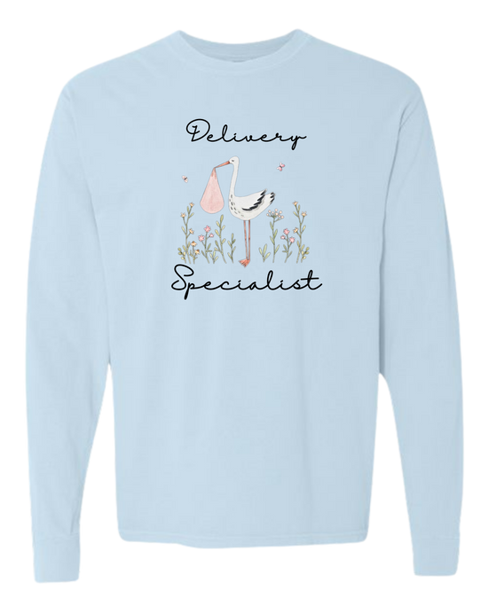 Delivery Specialist - Comfort Colors - Heavyweight Long Sleeve Tee - Blues & Greens