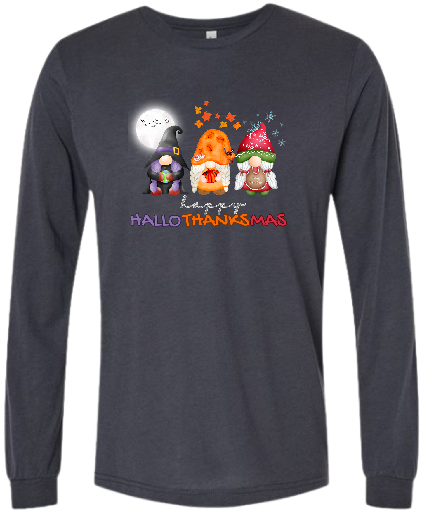 Happy HalloThanksMas Gnomes - Unisex Long Sleeve - Assorted Colors