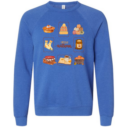 HP - Hello Autumn - Sponge Fleece Raglan Sweatshirt - Blues, Purples