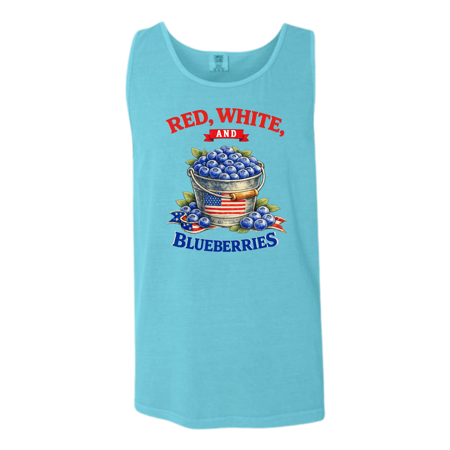 Red, White, And Blueberries - Comfort Colors - Unisex Tank - Neutral Colors & Blues