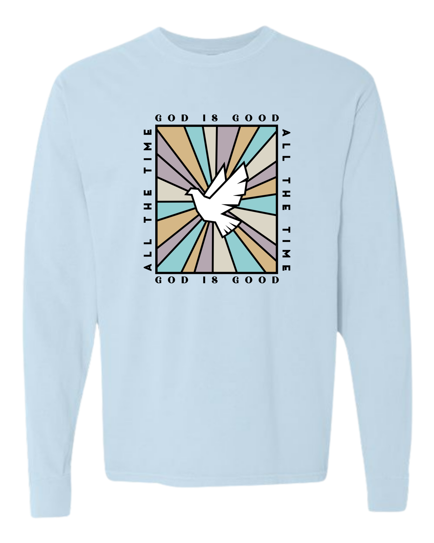 God Is Good - Comfort Colors - Heavyweight Long Sleeve Tee - Blues & Greens