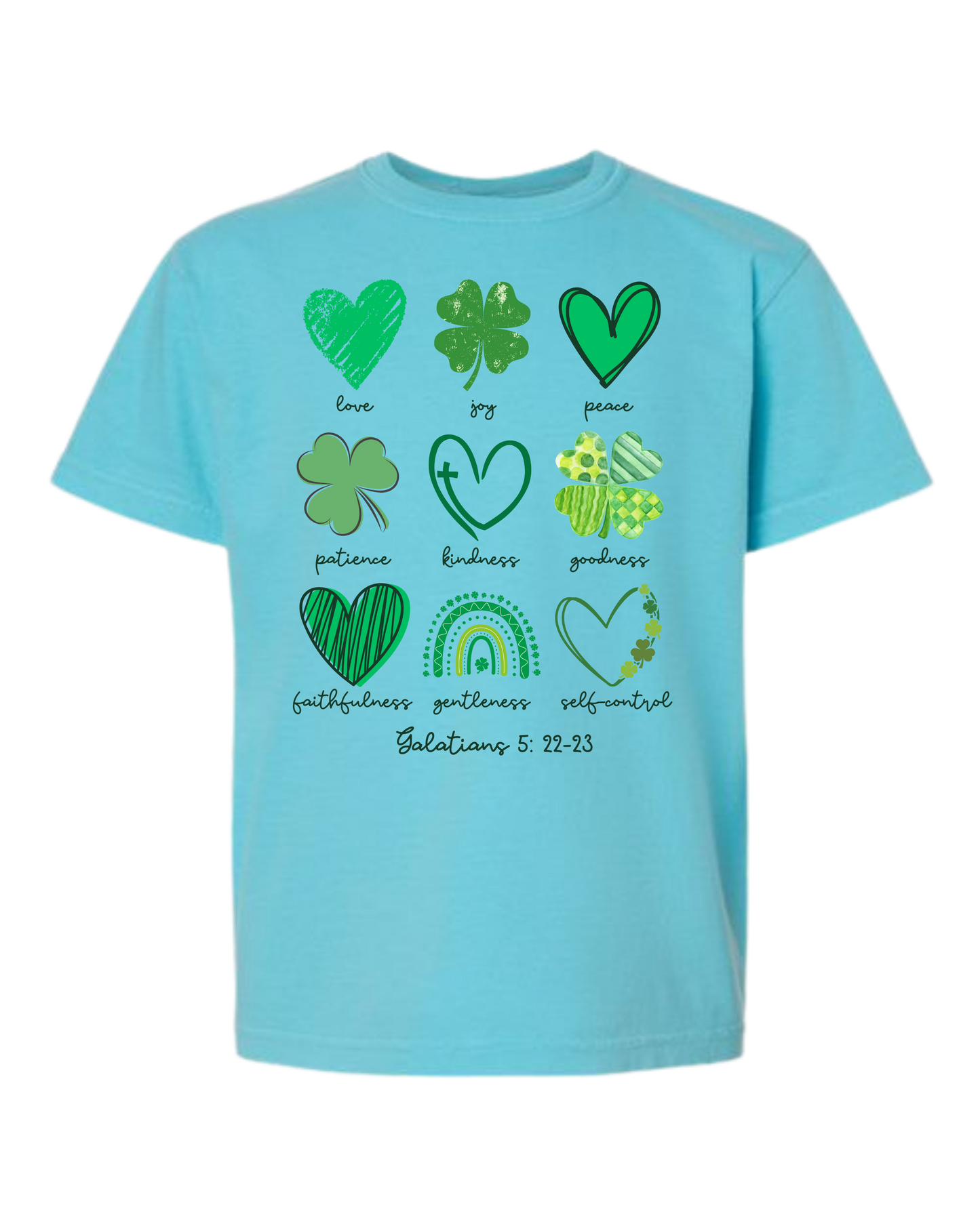 Galatians 5 - St Patrick's Day - Comfort Colors - Heavyweight Youth Tee - Neutral Colors & Blues