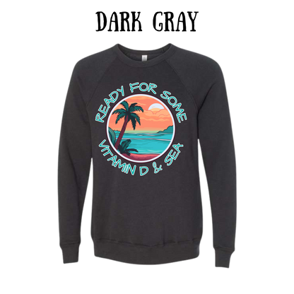 VP - Ready For Some Vitamin D & Sea - Sponge Fleece Raglan Sweatshirt - Greens, Neutrals