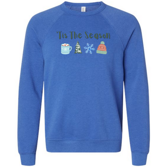 'Tis the Season - Winter - Sponge Fleece Raglan Sweatshirt - Blues, Purples
