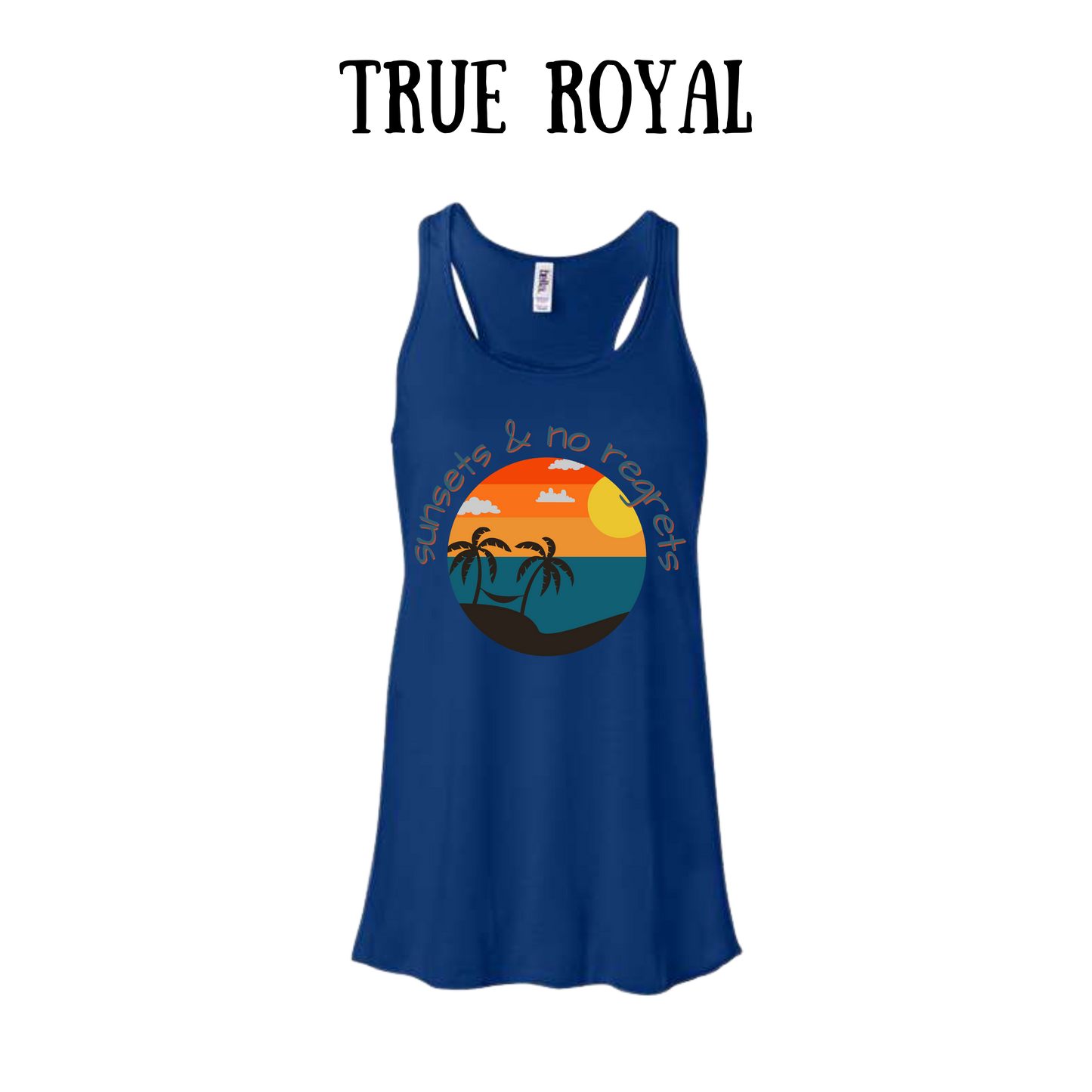 VP - Sunsets & No Regrets - Women's Flowy Racerback Tank