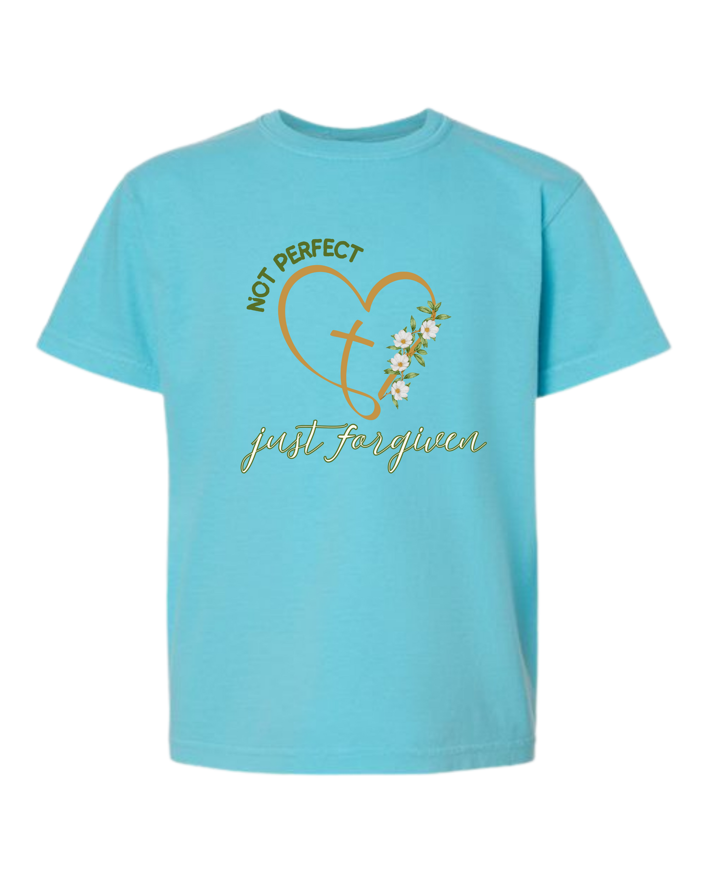 Not Perfect Just Forgiven - Comfort Colors - Heavyweight Youth Tee - Neutral Colors & Blues