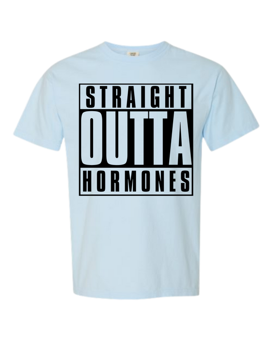 Straight Outta Hormones - Comfort Colors - Heavyweight Unisex Tee - Blues
