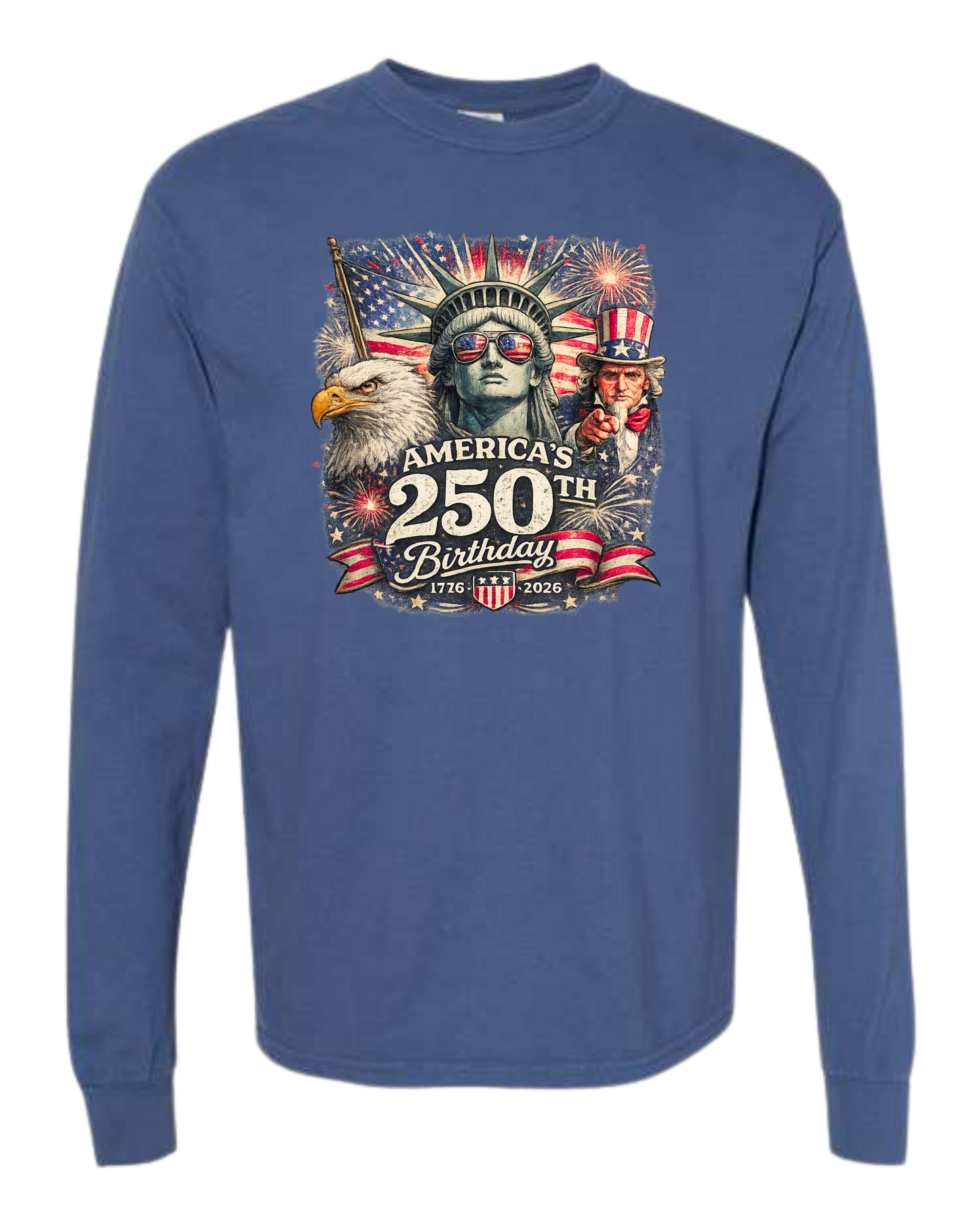 America's 250th Birthday - Comfort Colors - Heavyweight Long Sleeve Tee - Blues & Greens