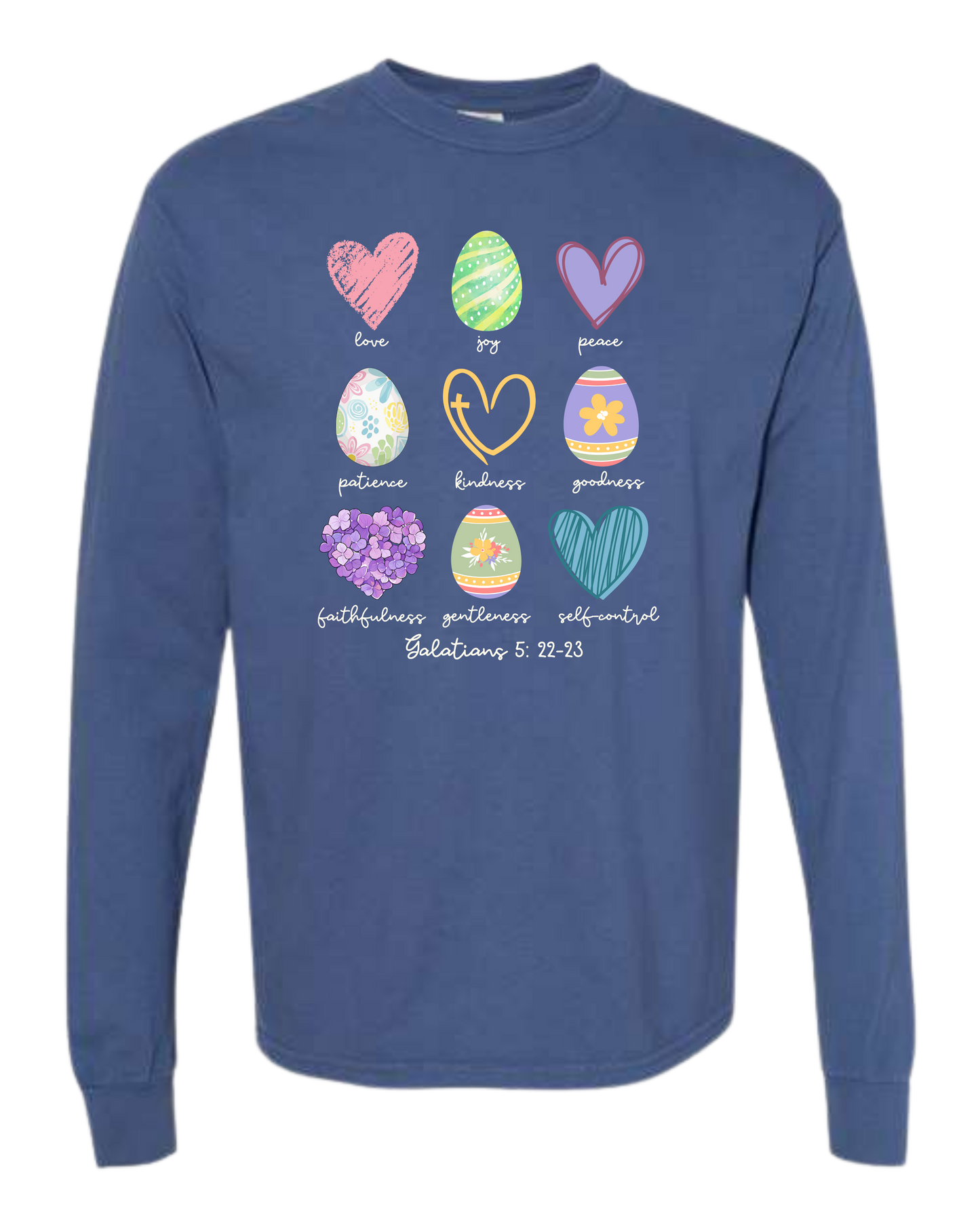 Galatians 5 - Easter - Comfort Colors - Heavyweight Long Sleeve Tee - Blues & Greens