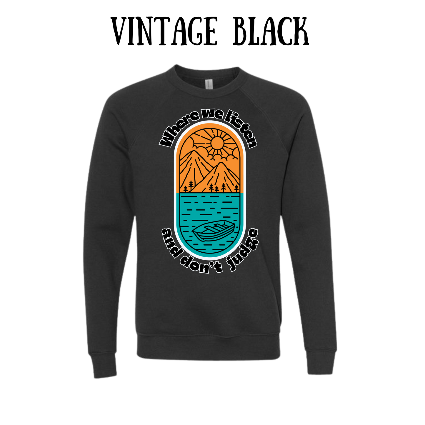 CP - Where We Listen and Don't Judge - Sponge Fleece Raglan Sweatshirt - Greens, Neutrals