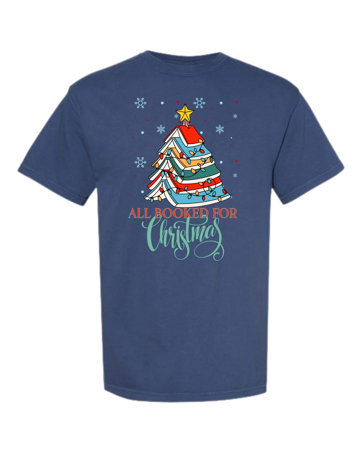 All Booked For Christmas - Comfort Colors - Heavyweight Unisex Tee - Blues