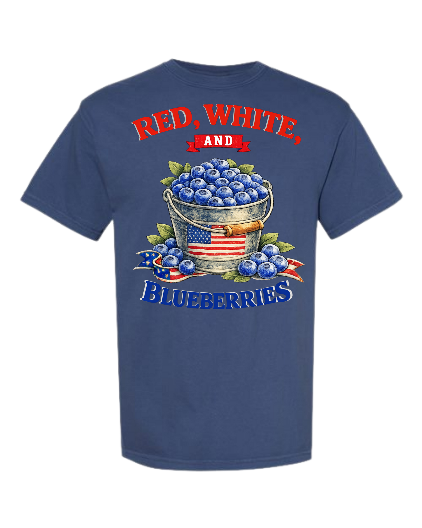 Red, White, And Blueberries - Comfort Colors - Heavyweight Unisex Tee - Blues