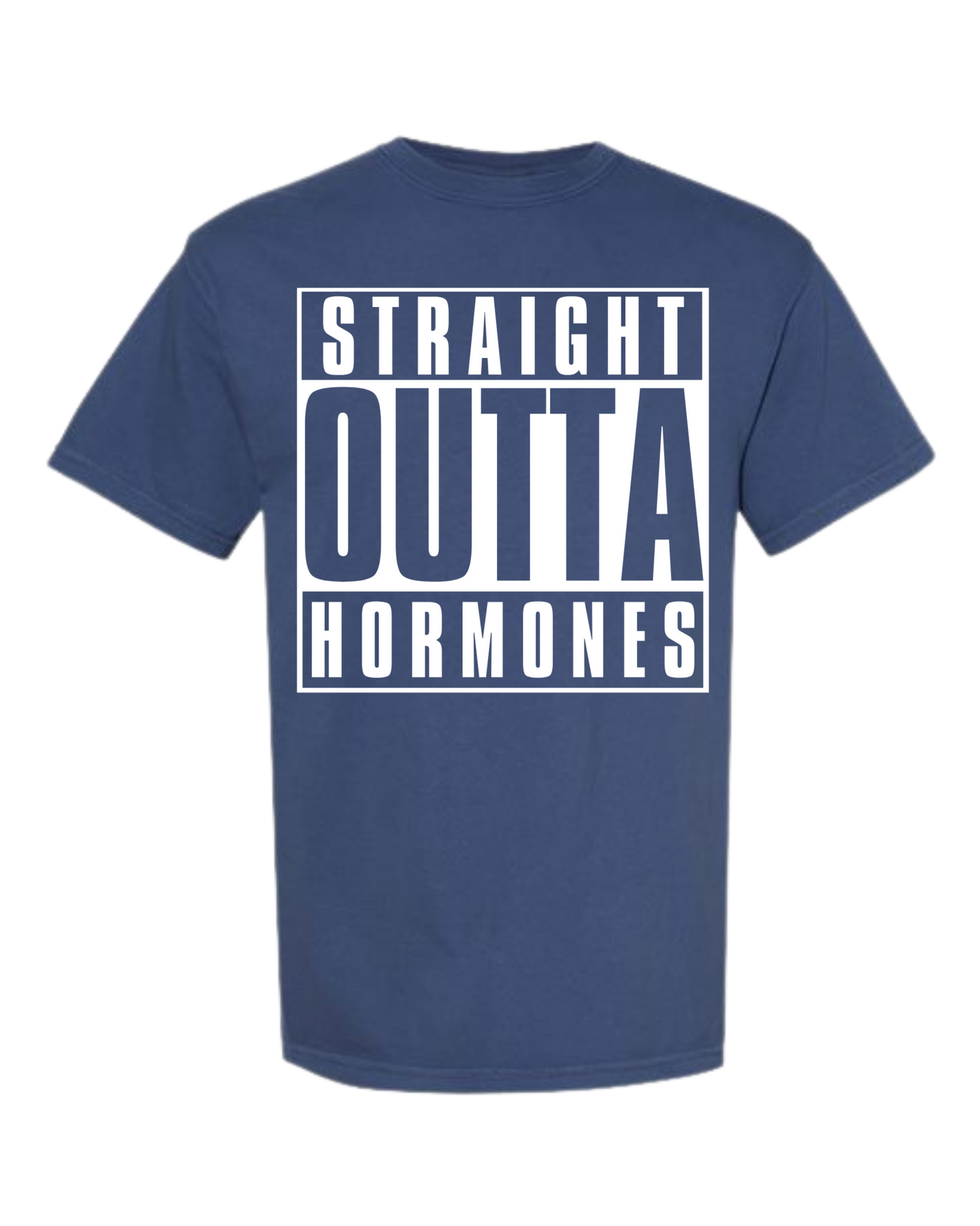 Straight Outta Hormones - Comfort Colors - Heavyweight Unisex Tee - Blues