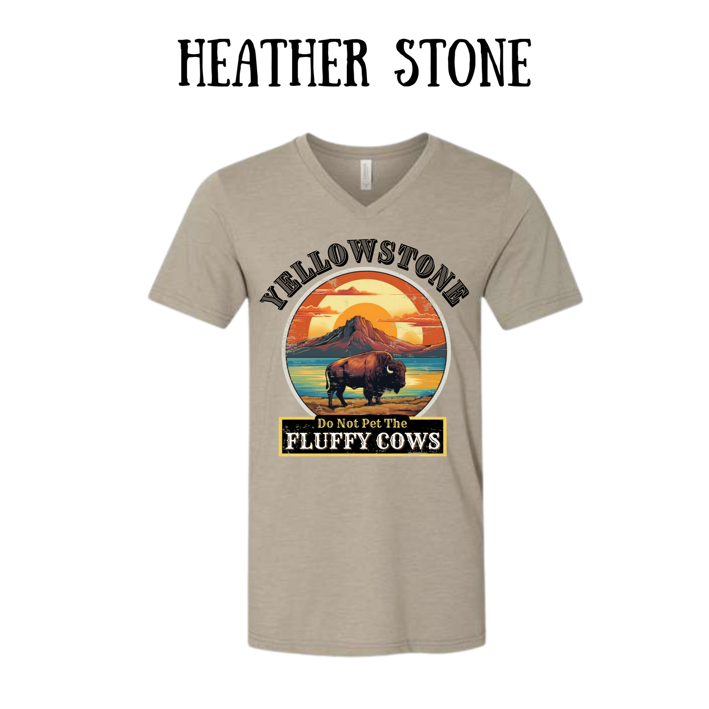 CP - Yellowstone: Fluffy Cows - Unisex V-Neck - Neutral Colors