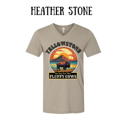 CP - Yellowstone: Fluffy Cows - Unisex V-Neck - Neutral Colors