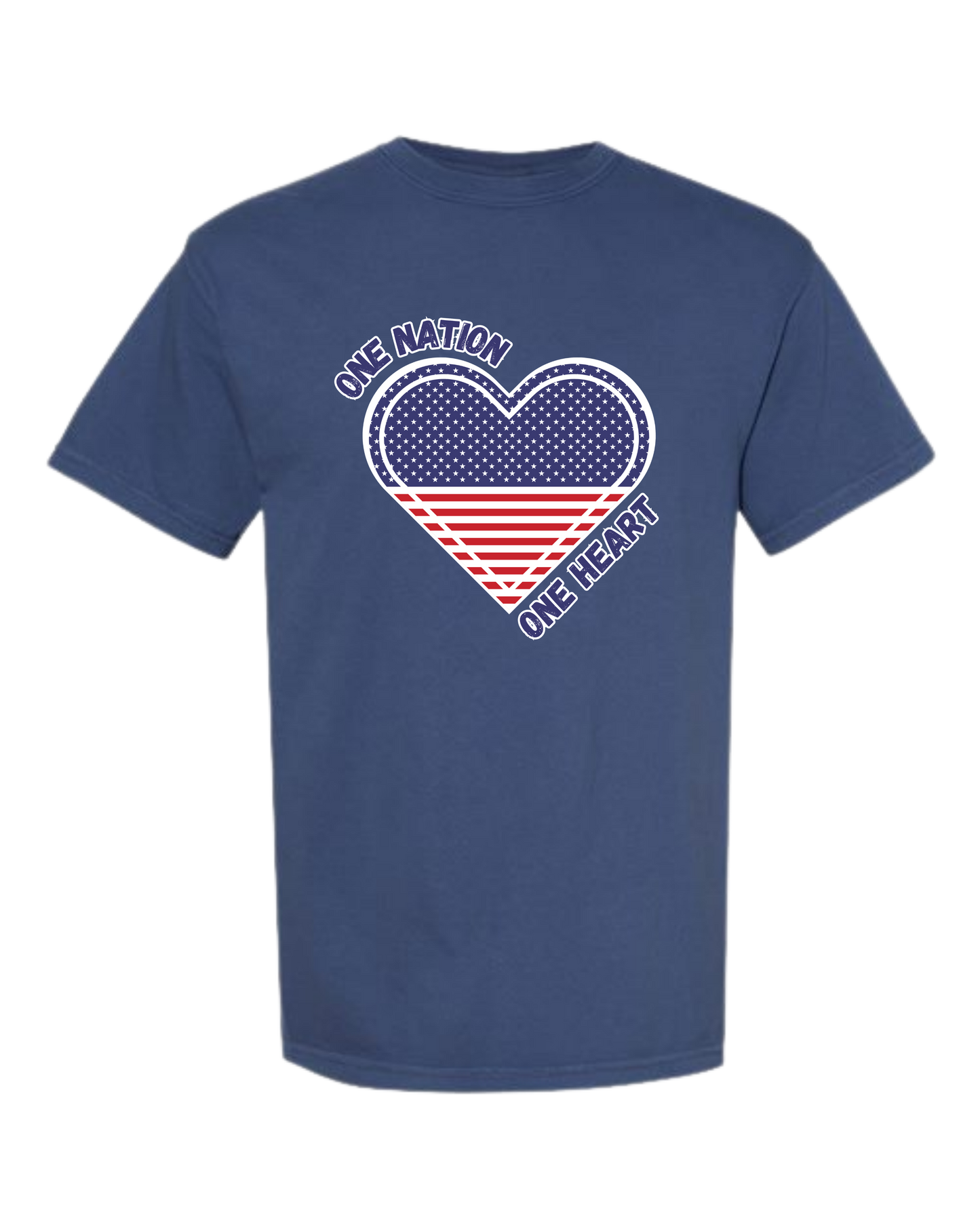 One Nation One Heart - Comfort Colors - Heavyweight Unisex Tee - Blues