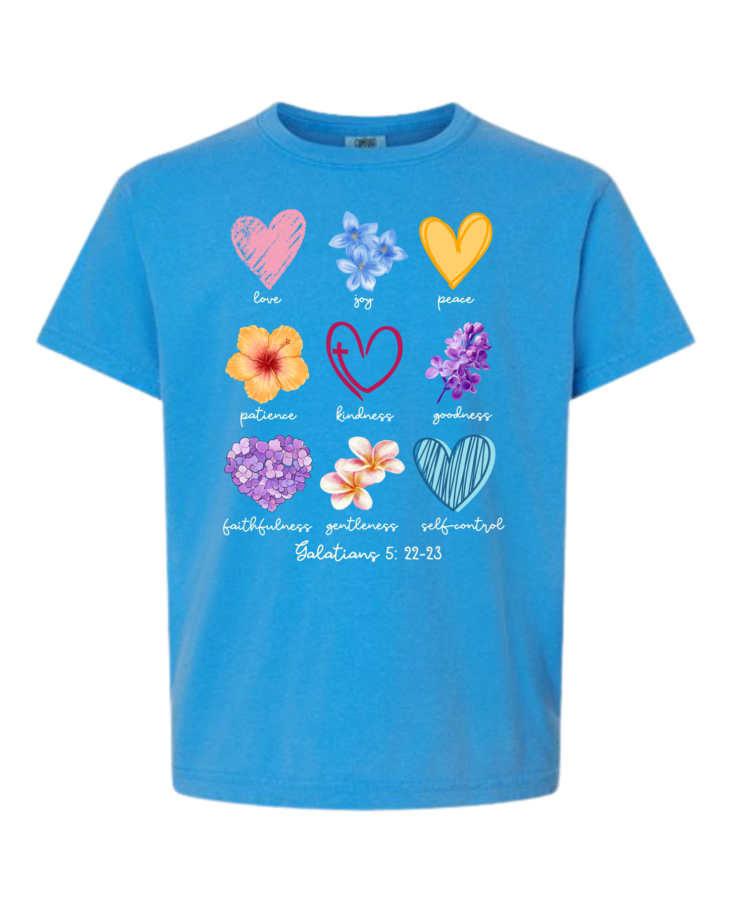Galatians 5 - Spring - Comfort Colors - Heavyweight Youth Tee - Neutral Colors & Blues
