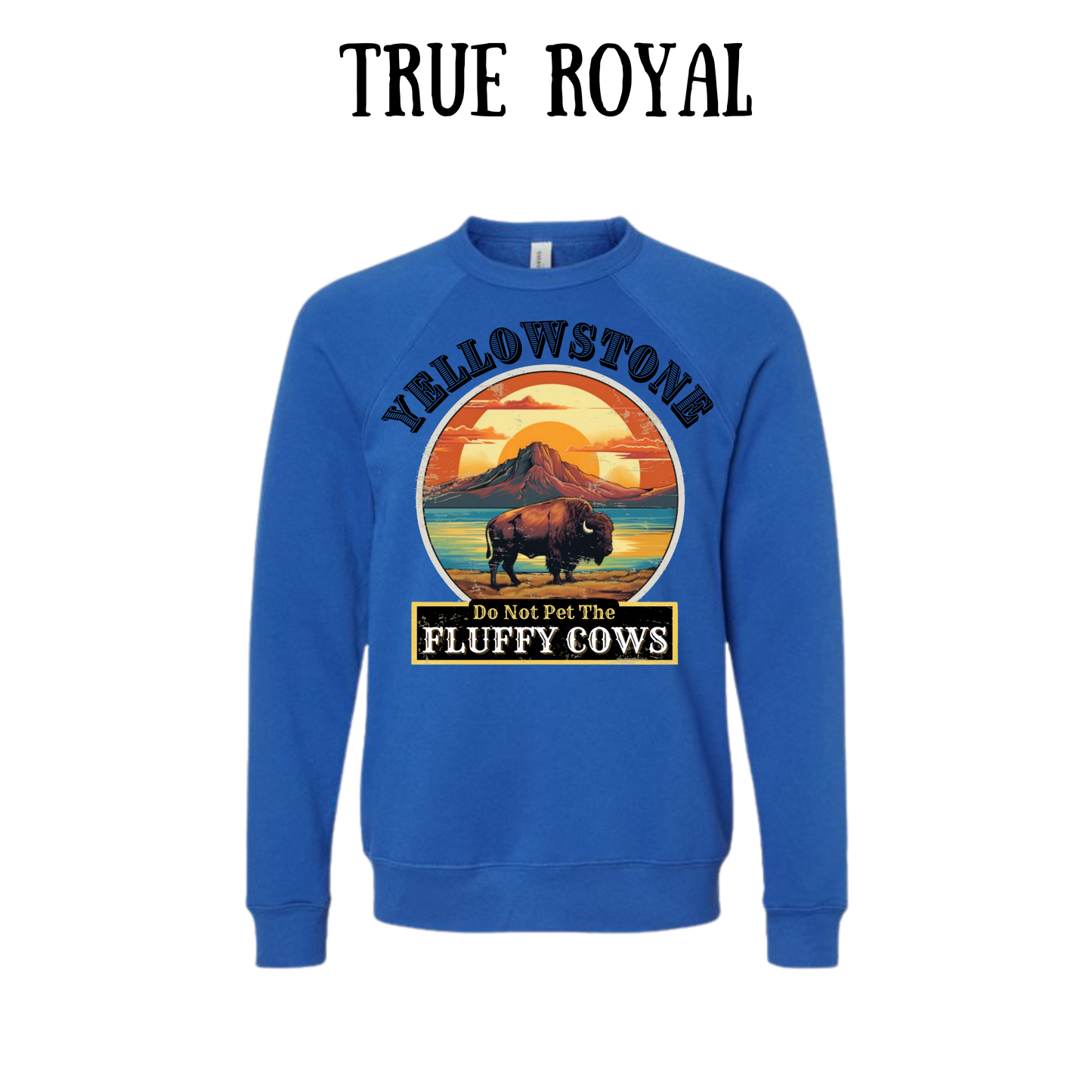 CP - Yellowstone: Fluffy Cows - Sponge Fleece Raglan Sweatshirt - Blues, Purples