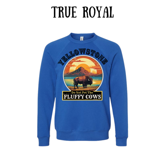 CP - Yellowstone: Fluffy Cows - Sponge Fleece Raglan Sweatshirt - Blues, Purples