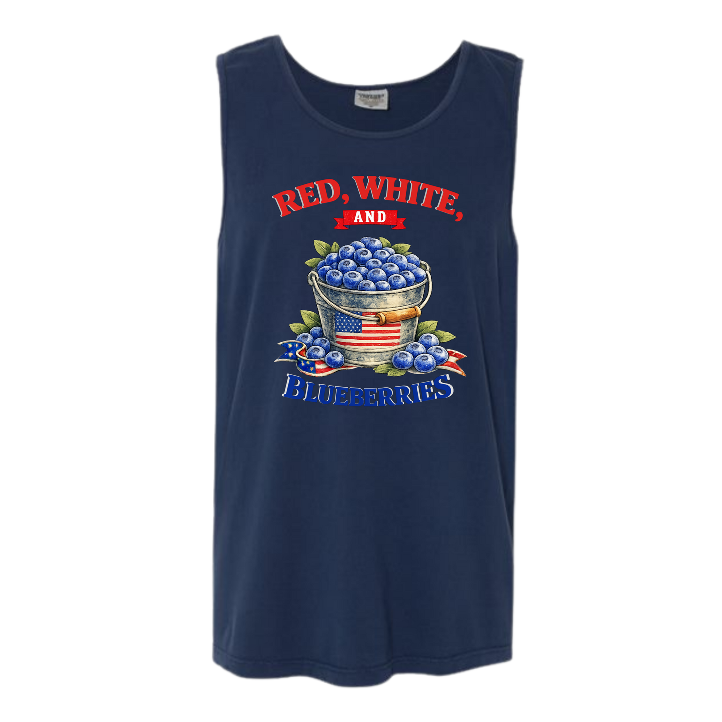 Red, White, And Blueberries - Comfort Colors - Unisex Tank - Neutral Colors & Blues