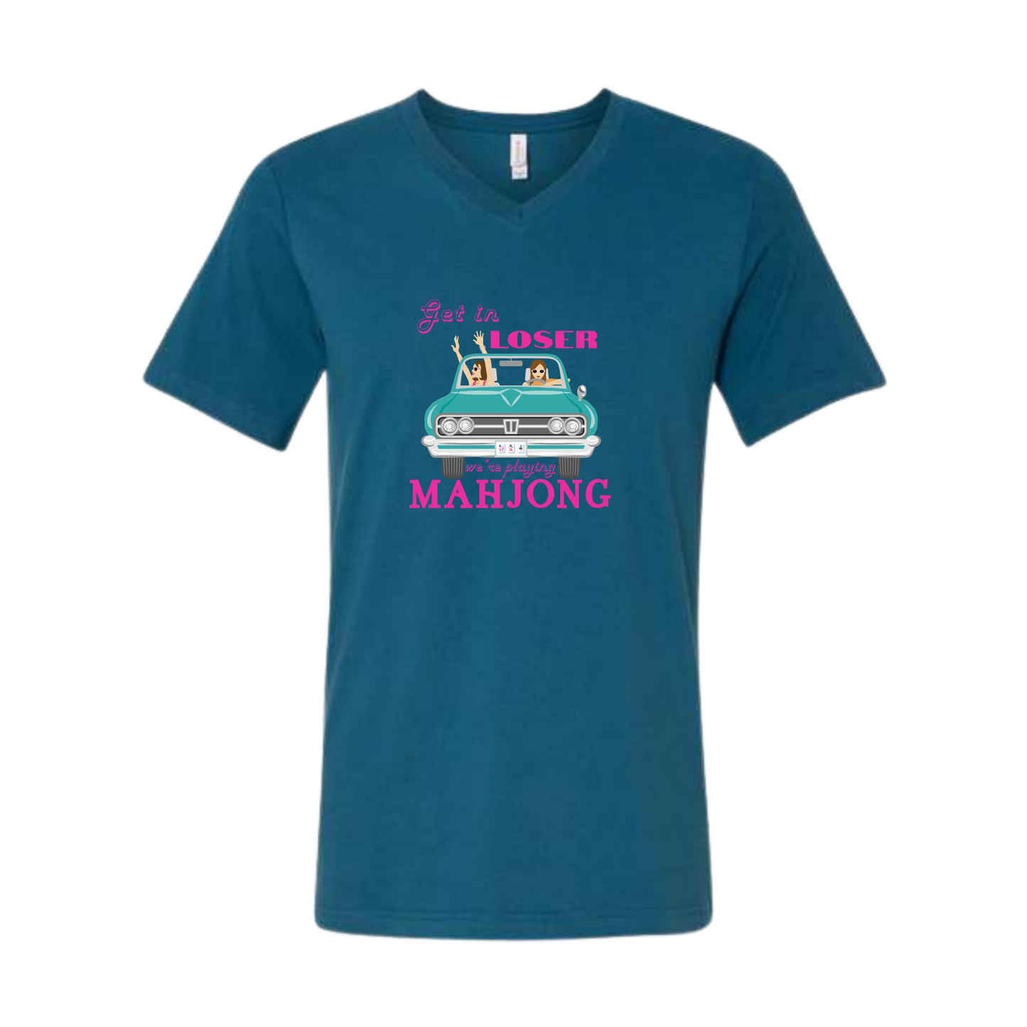 Get in Loser We're Playing Mahjong - Bella+Canvas - Unisex V-Neck - Assorted Colors