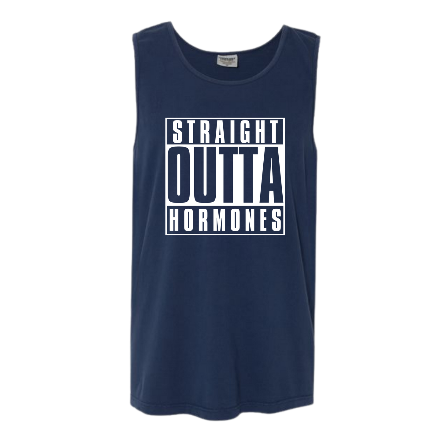 Straight Outta Hormones - Comfort Colors - Unisex Tank - Neutral Colors & Blues