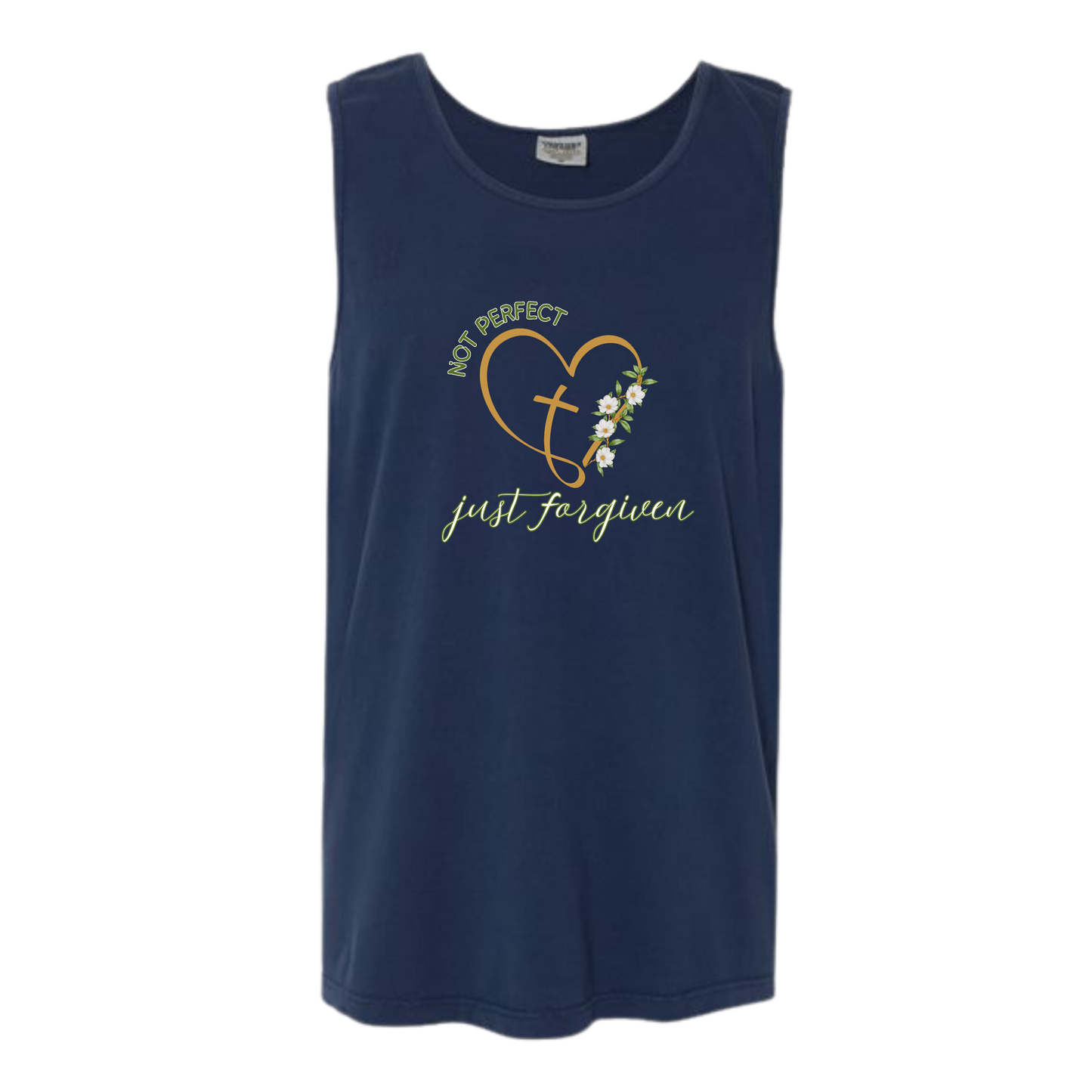 Not Perfect Just Forgiven - Comfort Colors - Unisex Tank - Neutral Colors & Blues