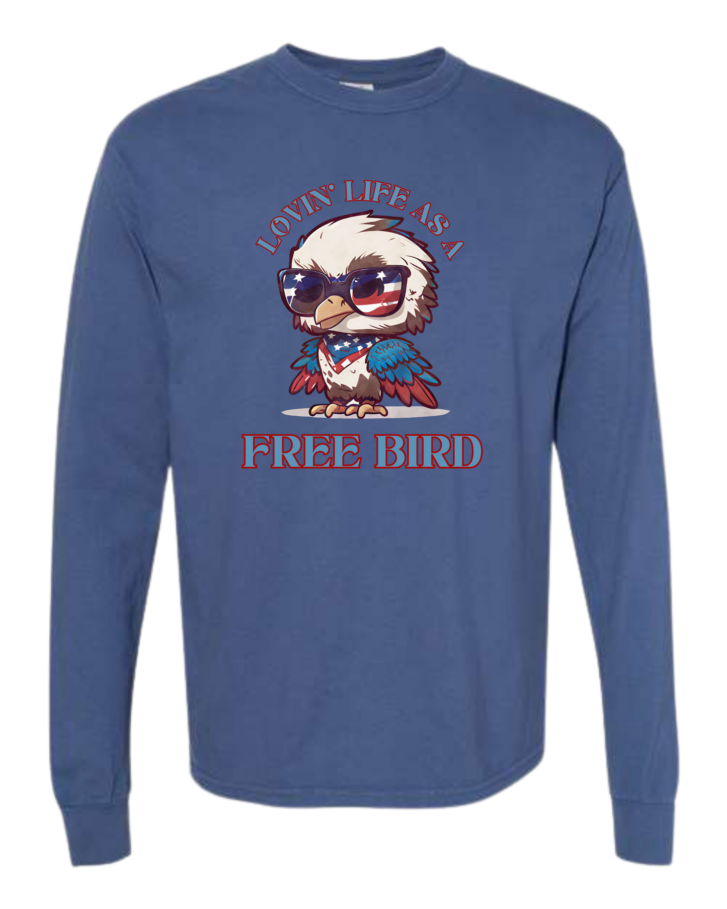 Lovin' Life as a Free Bird - Comfort Colors - Heavyweight Long Sleeve Tee - Blues & Greens