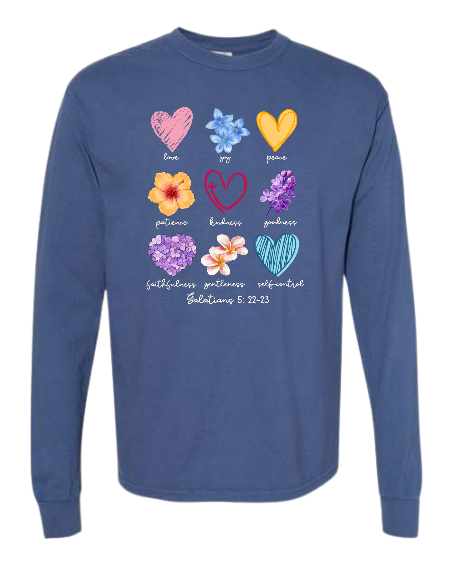Galatians 5 - Spring - Comfort Colors - Heavyweight Long Sleeve Tee - Blues & Greens