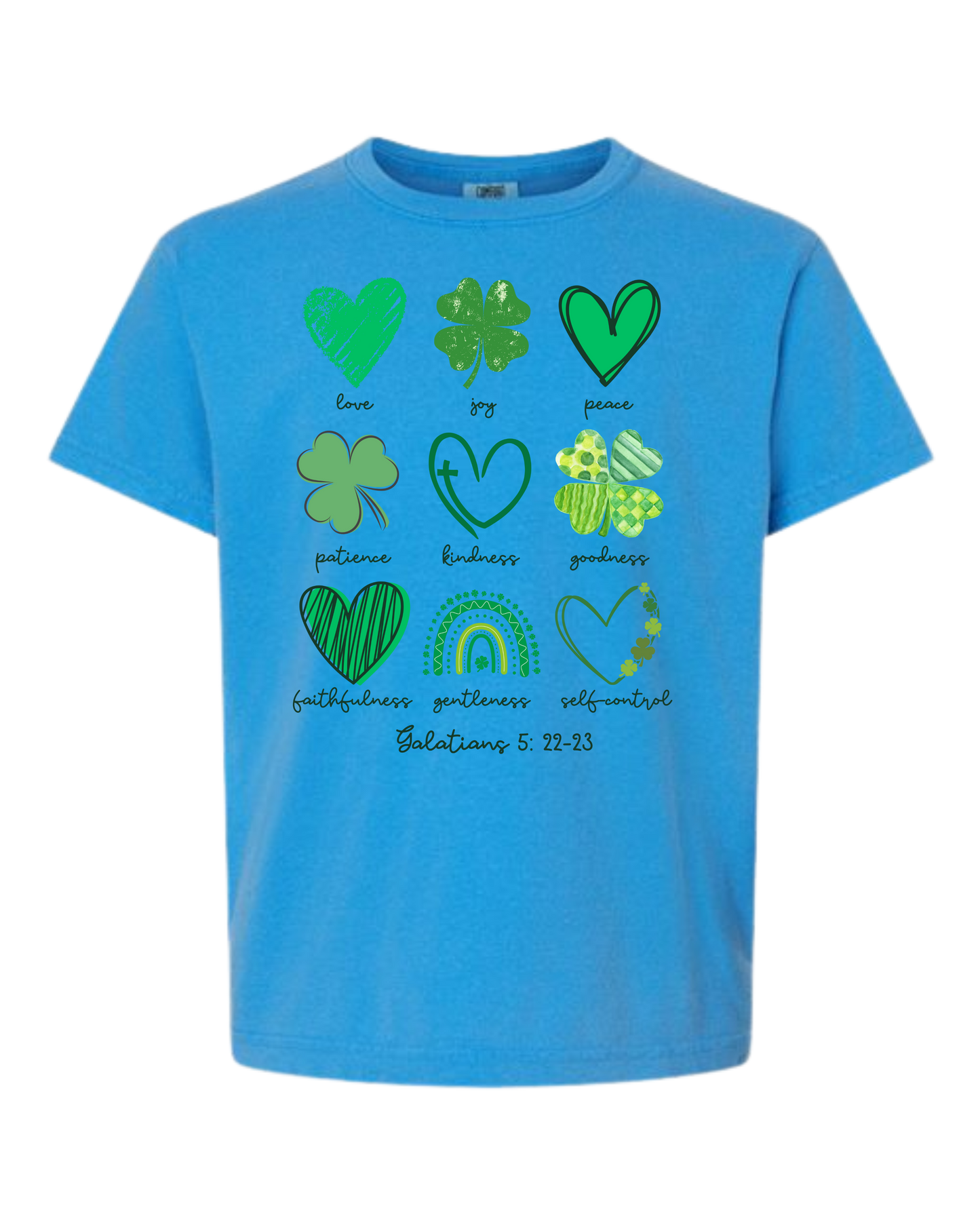 Galatians 5 - St Patrick's Day - Comfort Colors - Heavyweight Youth Tee - Neutral Colors & Blues