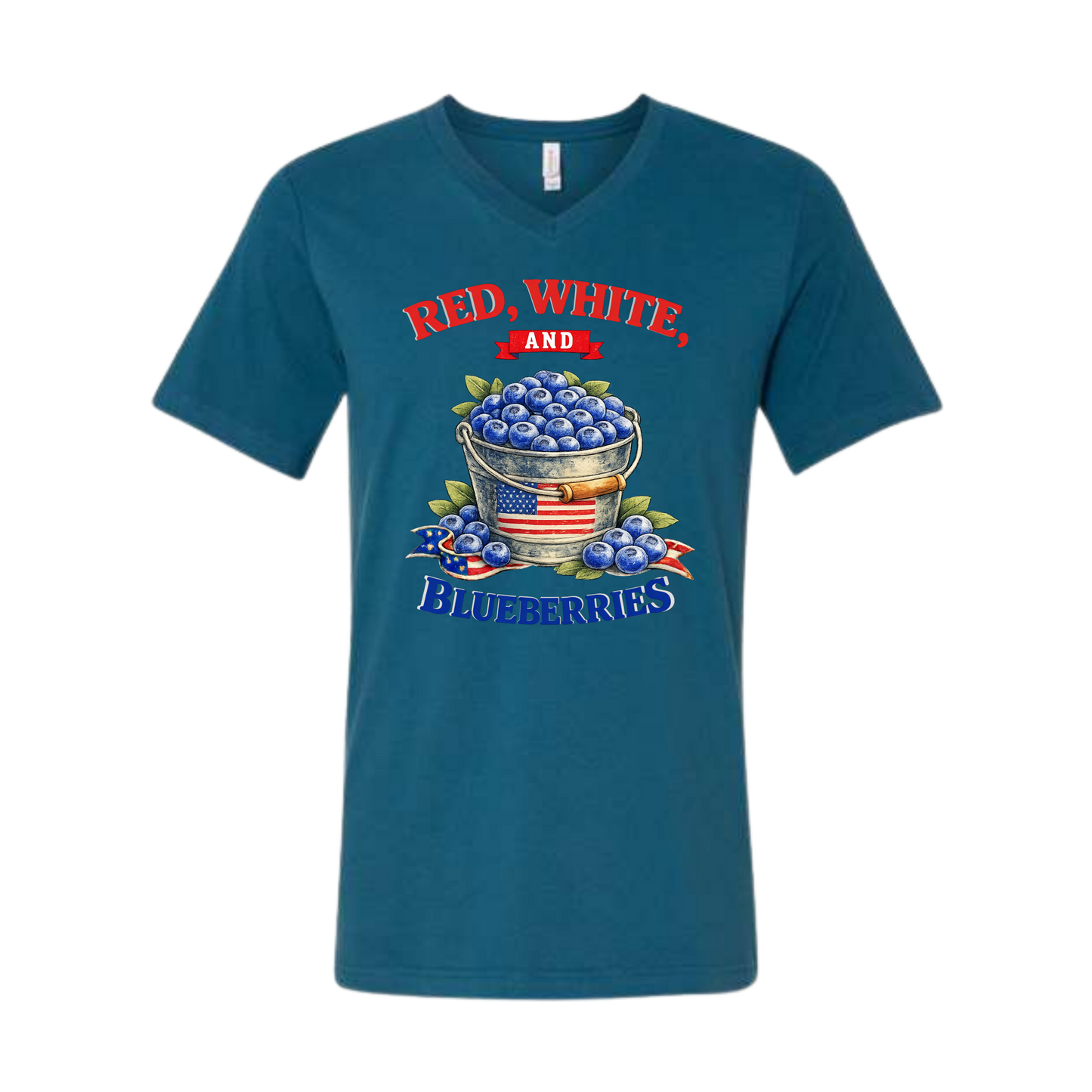 Red, White, And Blueberries - Bella+Canvas - Unisex V-Neck - Assorted Colors