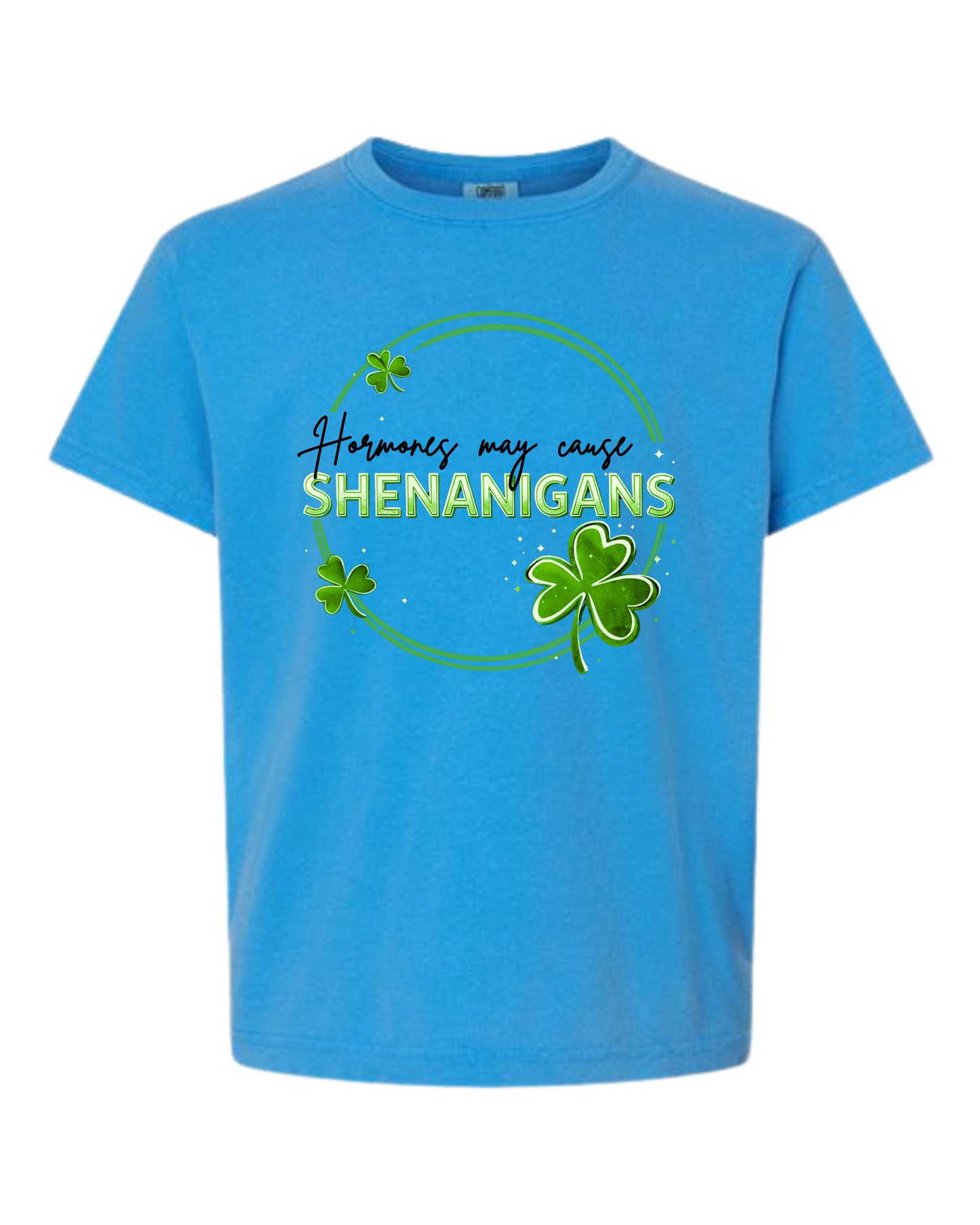 Hormones May Cause Shenanigans - Comfort Colors - Heavyweight Youth Tee - Neutral Colors & Blues