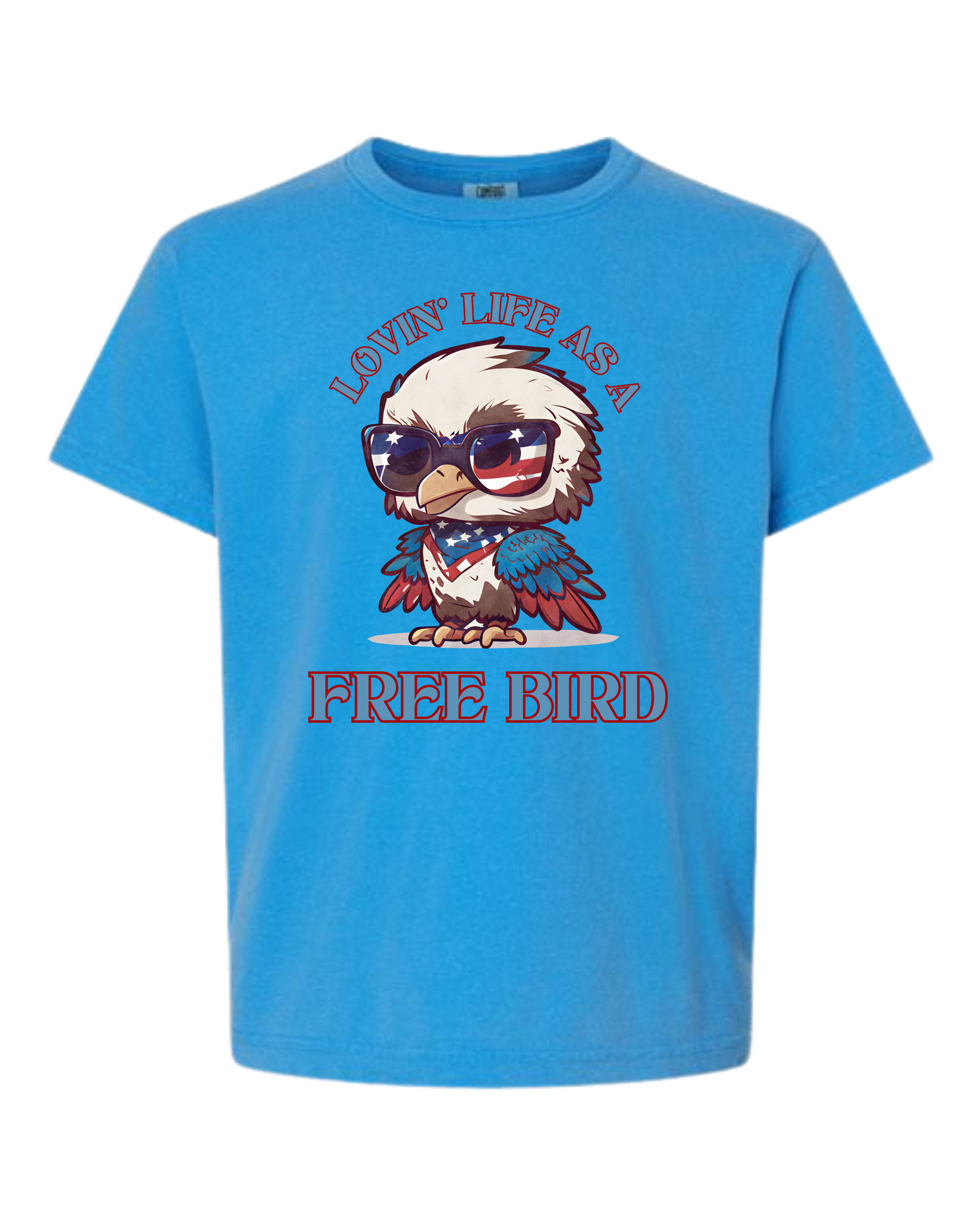 Lovin' Life as a Free Bird - Comfort Colors - Heavyweight Youth Tee - Neutral Colors & Blues