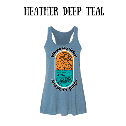CP - Where We Listen and Don't Judge - Women's Flowy Racerback Tank