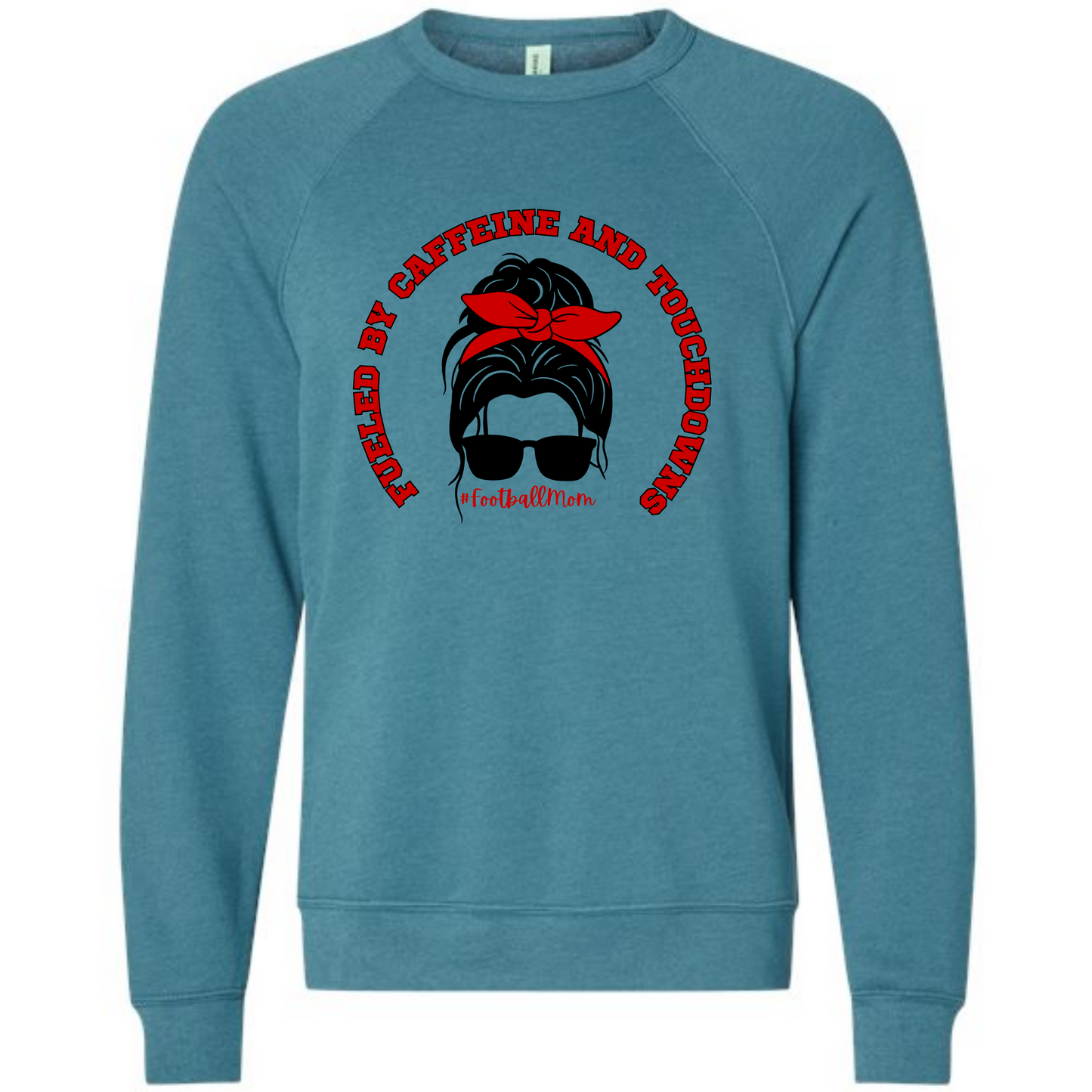 Football Moms Fueled By Caffeine and Touchdowns - Sponge Fleece Raglan Sweatshirt - Blues, Purples