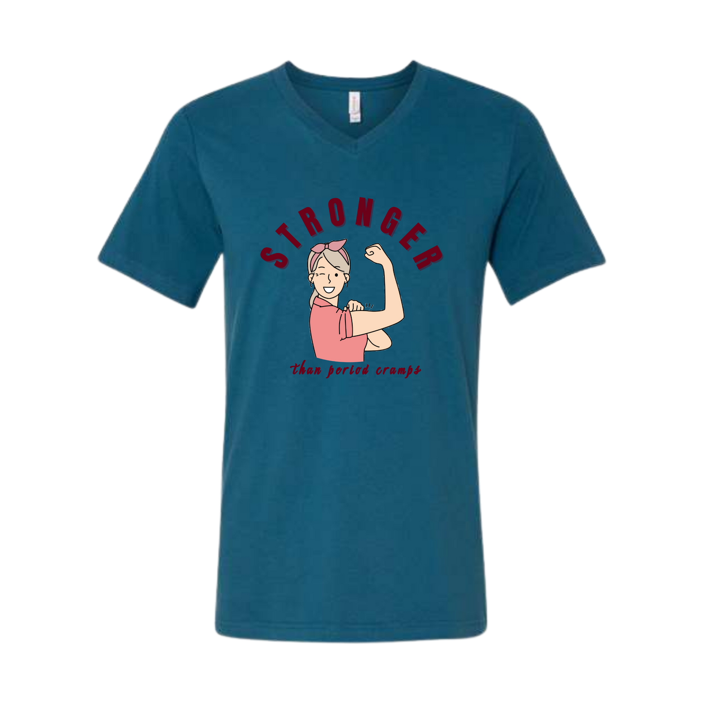 Stronger Than Period Cramps - Bella+Canvas - Unisex V-Neck - Assorted Colors
