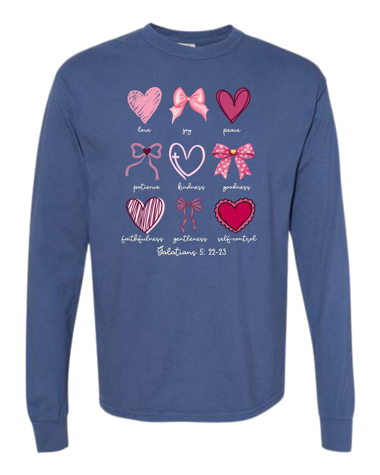 Galatians 5 - Valentines - Comfort Colors - Heavyweight Long Sleeve Tee - Blues & Greens